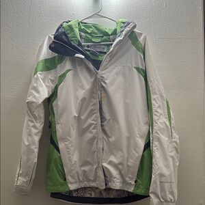 Columbia White and Green Ski Jacket